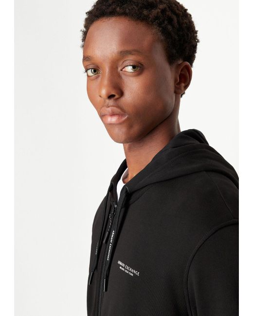 Armani Exchange Black Armani Exchange - Milano New York Zip Up Hooded Sweatshirt for men