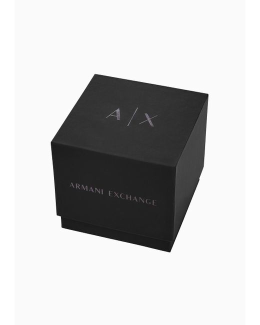 Armani Exchange Blue Uhr Mit Drei Zeigern Und Schwarzem Edelstahlmaschen-armband