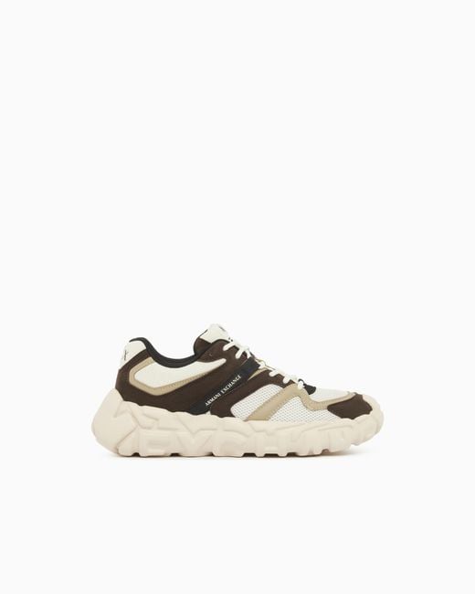 ARMANI EXCHANGE White Sneakers With Oversized Sole And Contrasting Inserts for men