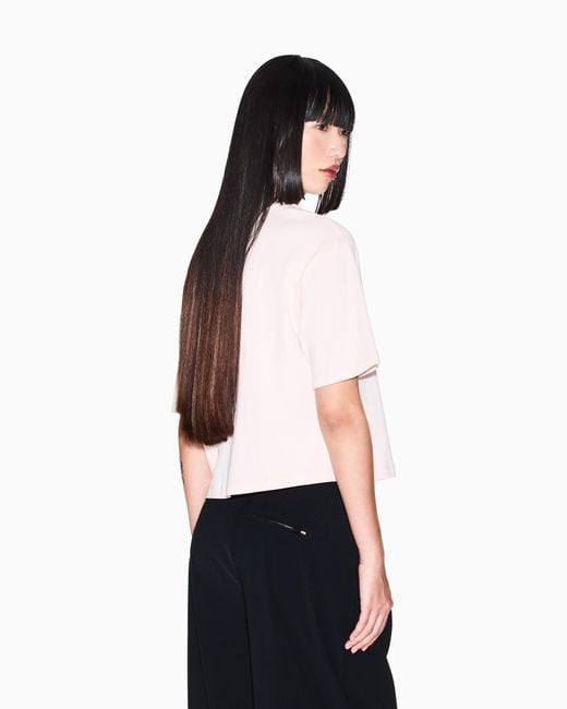 ARMANI EXCHANGE Pink Cropped Cotton Jersey T-Shirt