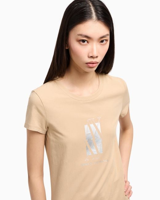 ARMANI EXCHANGE Natural Slim Fit T-Shirt With Central Logo