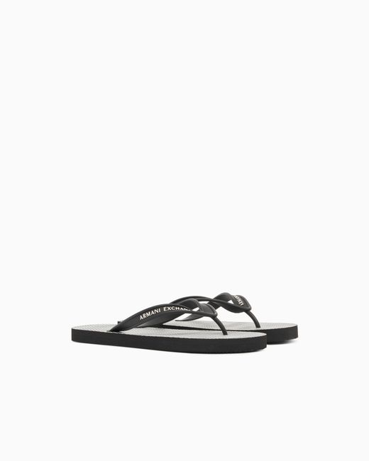 ARMANI EXCHANGE White Pool Flip Flops for men