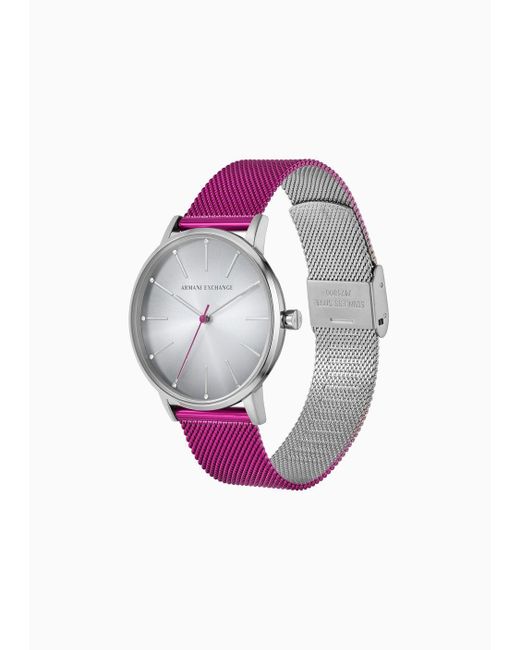 Armani Exchange Pink Steel Strap Watches