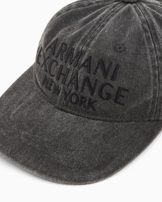 ARMANI EXCHANGE Black Used-Effect Visor Hat for men