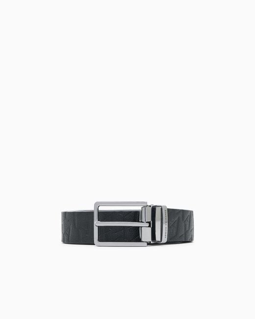 ARMANI EXCHANGE White Belt With A Textured Pattern And Polished Metal Buckle for men
