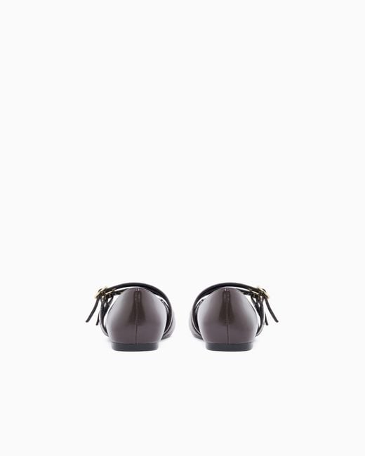 ARMANI EXCHANGE White Ballet Flat With A Smooth And Shiny Finish