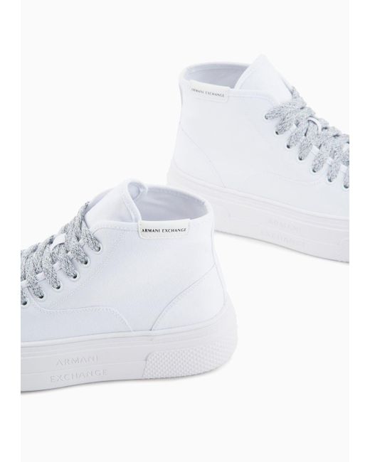 Armani Exchange White Asv Canvas Platform Sneakers