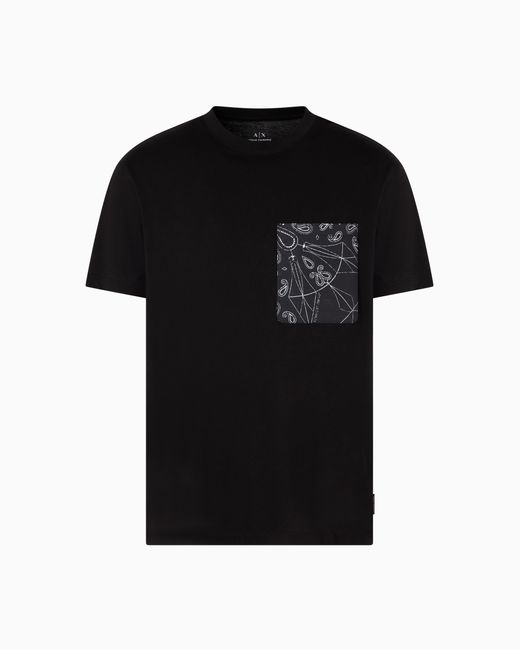 T-Shirt Coupe Régulière Avec Poche À Motifs ARMANI EXCHANGE pour homme en coloris Black