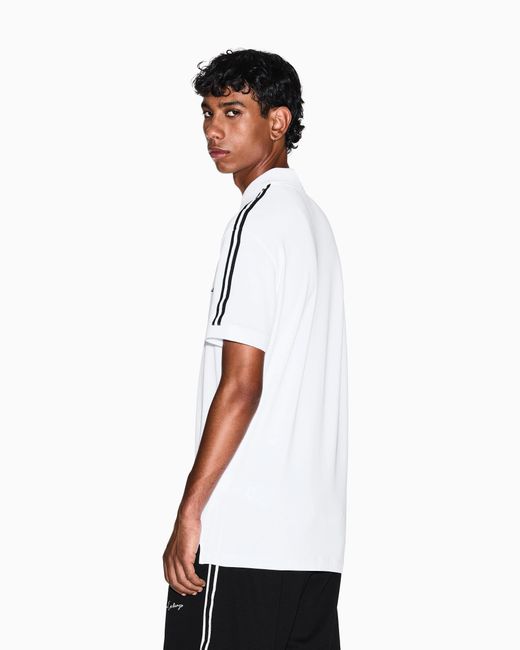 ARMANI EXCHANGE White Stretch Cotton Piquet Polo With Stripes And Logo Essential for men