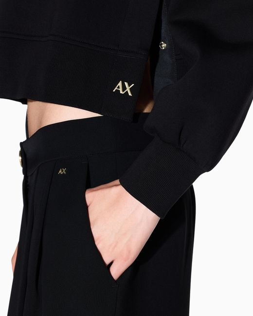 ARMANI EXCHANGE Black Bonded Stretch Cotton Sweatshirt
