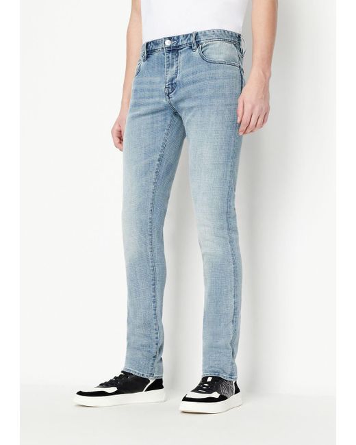 Armani Exchange J14 Skiny Fit Stretch Cotton Twill Denim Jeans in Blue for  Men | Lyst Canada