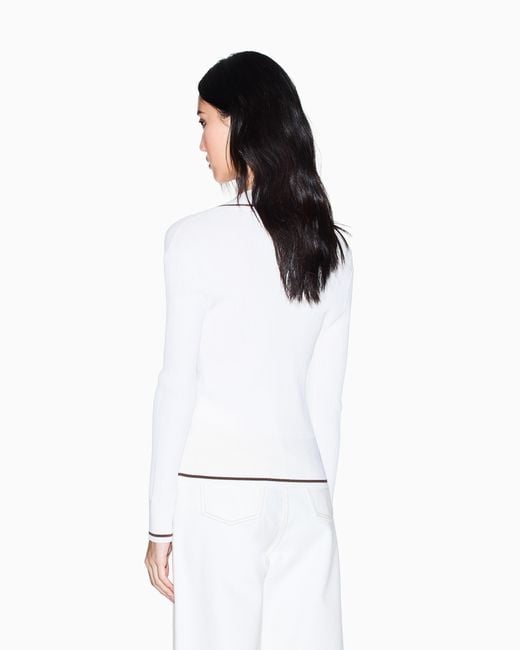 ARMANI EXCHANGE White Recycled Viscose Pullover With Woven Detail