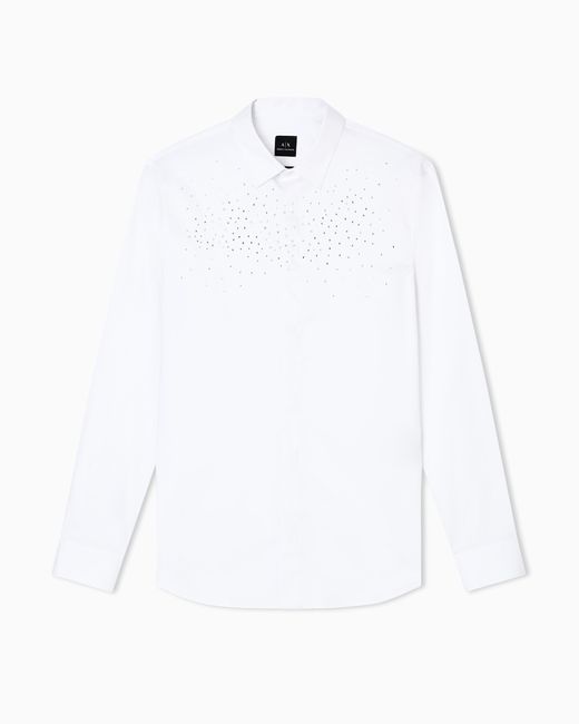 ARMANI EXCHANGE White Shirt With Rhinestones for men