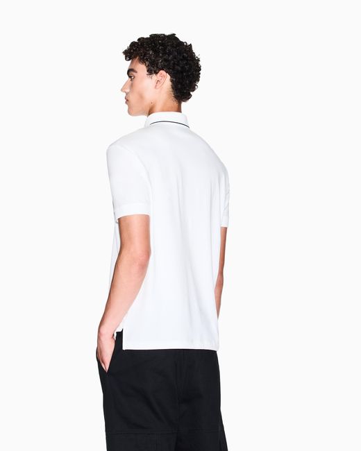 ARMANI EXCHANGE White Slim-Fit Stretch Cotton Jersey Polo Shirt Essential for men