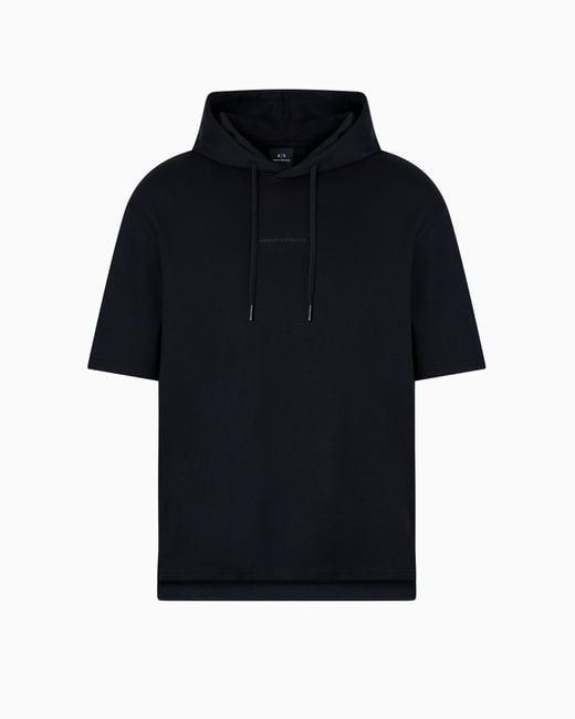 ARMANI EXCHANGE Black Short-Sleeved Sweatshirt With Logo for men