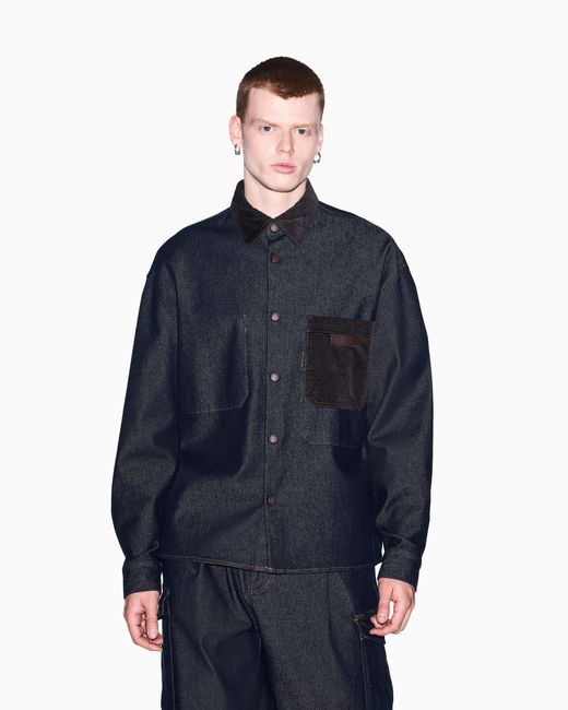 ARMANI EXCHANGE Blue Oversized Shirt for men