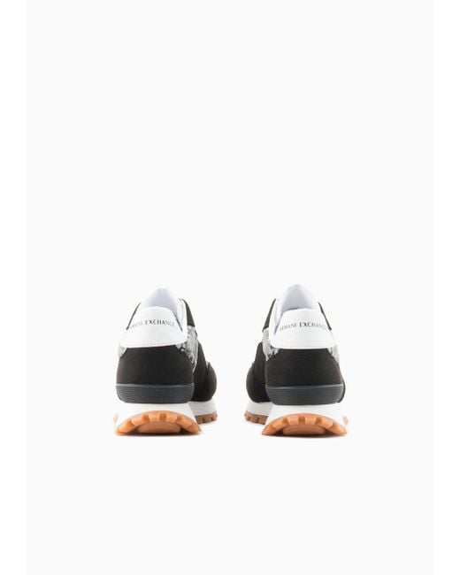 Sneakers In Microecosuede Con Inserti In Ripstop di Armani Exchange in Black
