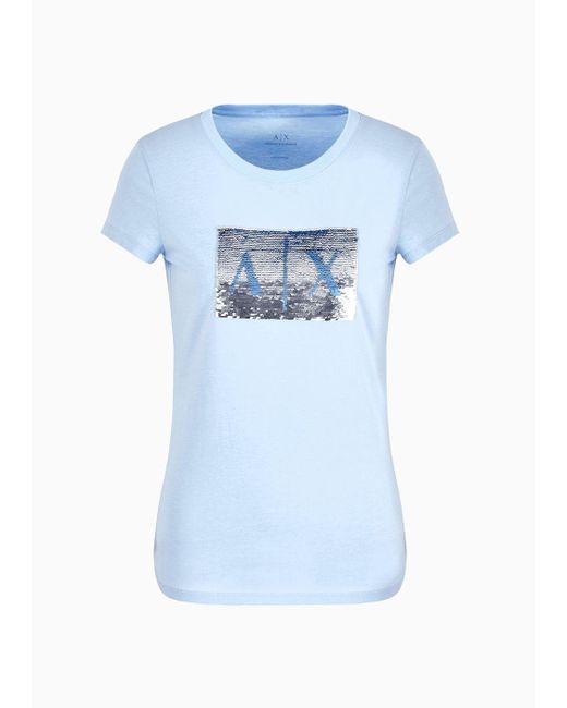 Armani Exchange Blue Cotton Slim Fit T-shirt