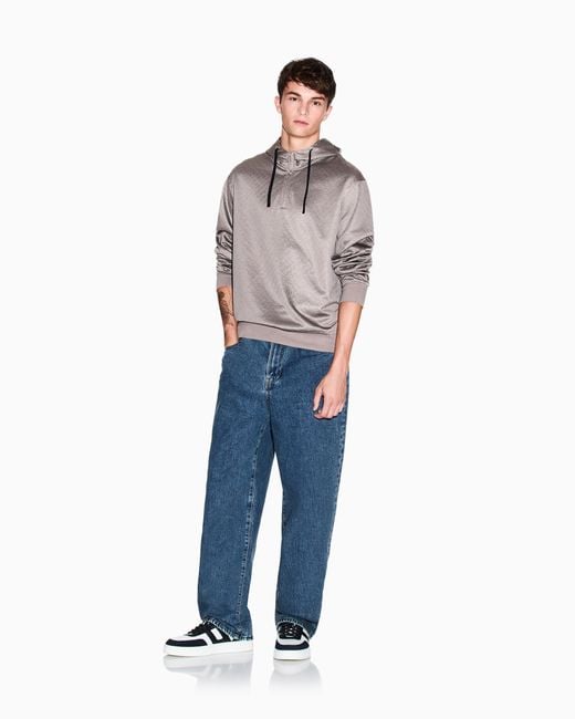 Felpa Con Cappuccio Micro Texture di ARMANI EXCHANGE in Gray da Uomo