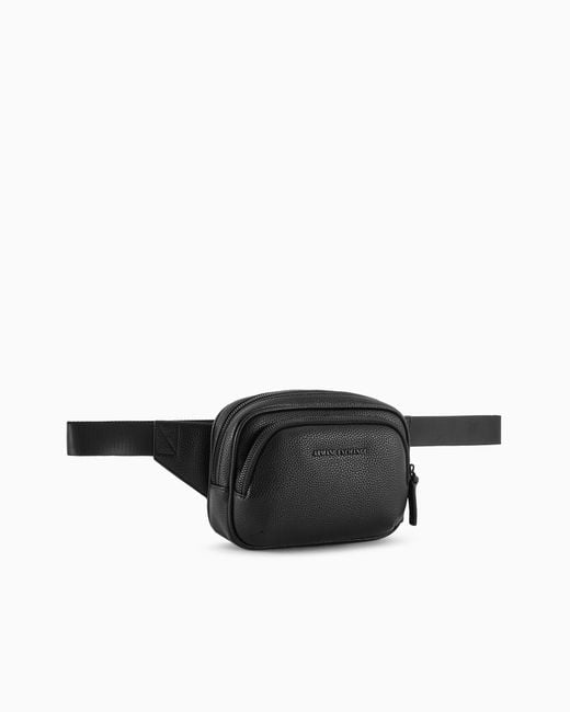 ARMANI EXCHANGE Black Faux Leather Bum Bag With Logo for men