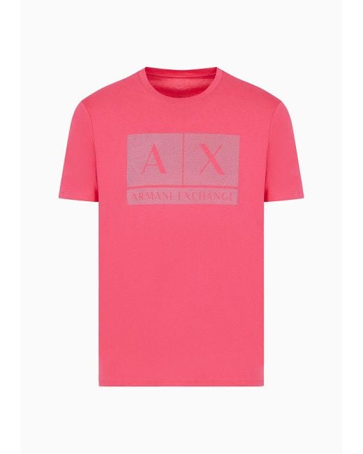 Armani Exchange Pink Regular Fit Jersey T-shirt With Tone-on-tone Logo Print for men