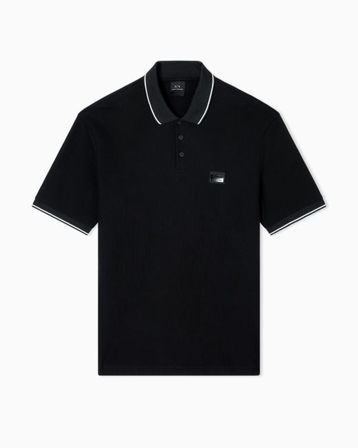 Polo Regular Fit Profili A Contrasto di ARMANI EXCHANGE in Black da Uomo