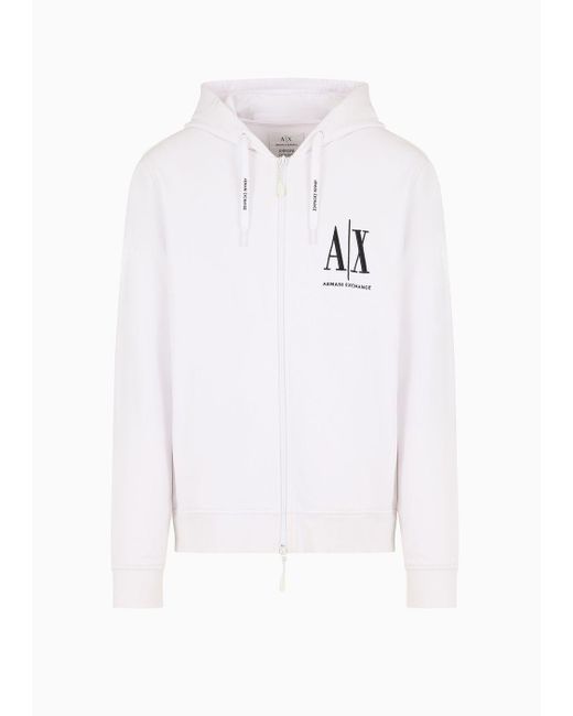 Armani Exchange White Icon Project Zip-up Hoodie for men