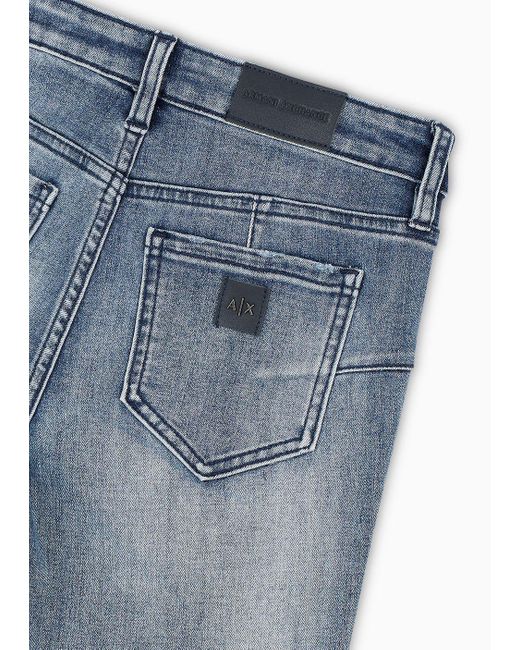 Armani Exchange Blue Super Skinny Fit Stone Washed Jeans