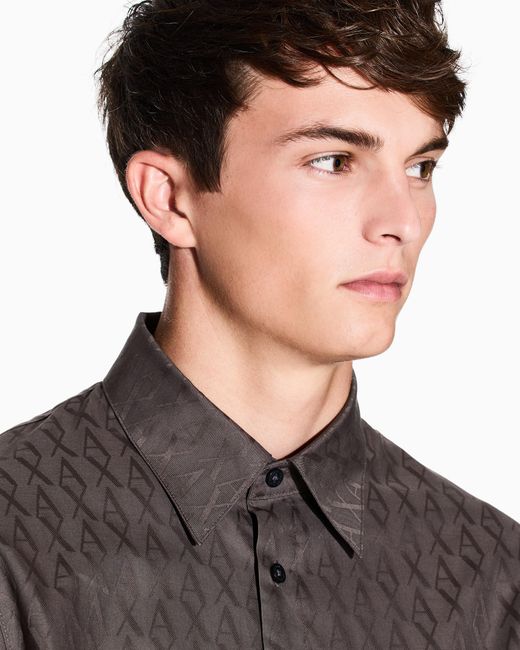 Chemise En Jacquard De Coton Coupe Régulière ARMANI EXCHANGE pour homme en coloris Brown