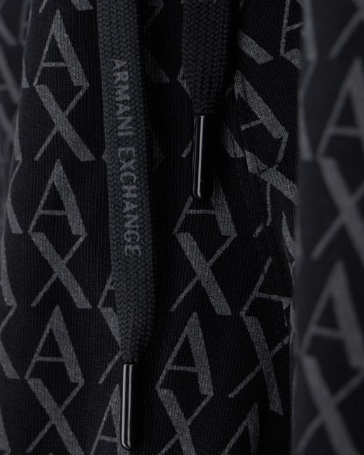 ARMANI EXCHANGE Black French Terry Shorts With An All-Over Pattern Essential for men