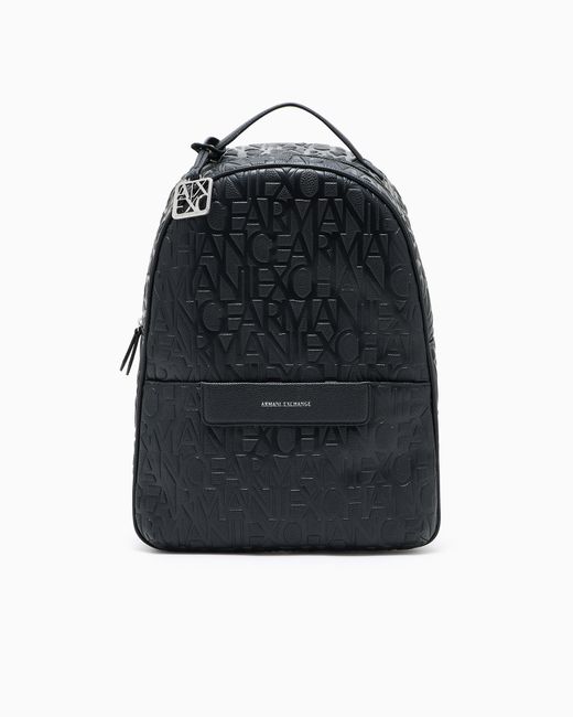 ARMANI EXCHANGE Blue Backpack With Allover Logo