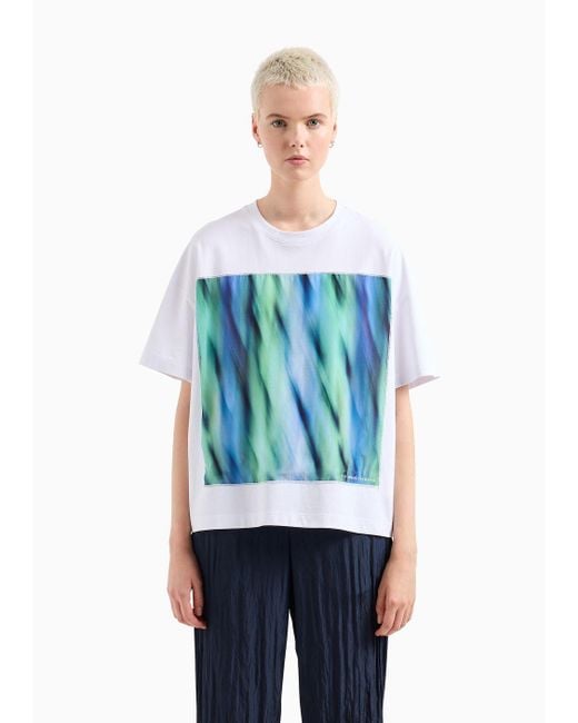 Armani Exchange Blue Relaxed Fit T-shirt In Asv Organic Cotton