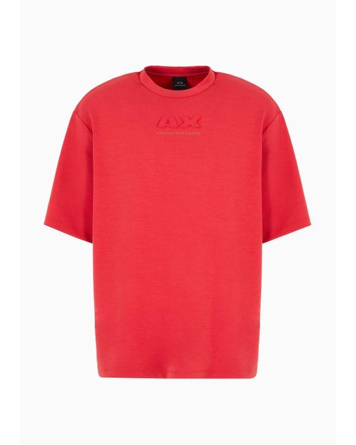 T-shirt Relaxed Fit In Cotone Con Logo Tono Su Tono di Armani Exchange in Red da Uomo