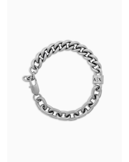 Armani Exchange Metallic Stainless Steel Chain Bracelet for men