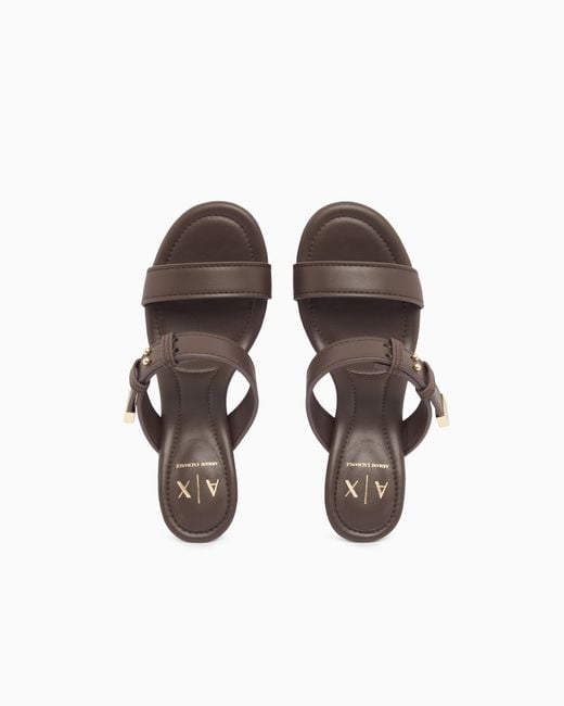 ARMANI EXCHANGE White Heeled Sandals With Two Straps