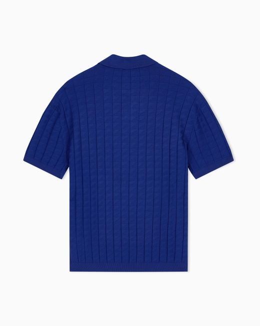 ARMANI EXCHANGE Blue Regular Fit Knit Polo for men