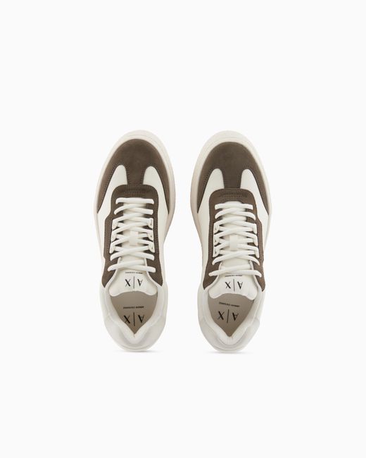 ARMANI EXCHANGE White Technical Fabric Sneakers for men