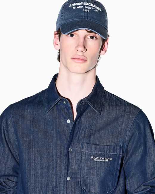 ARMANI EXCHANGE Blue Baseball Hat for men