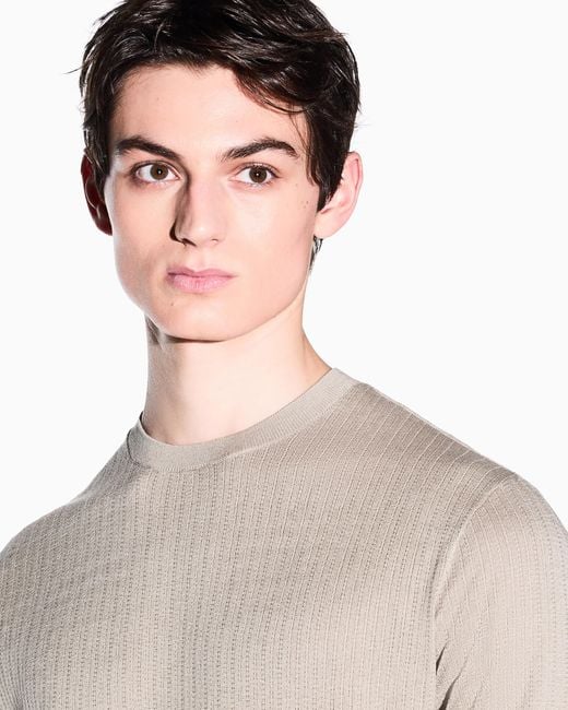 ARMANI EXCHANGE White Ribbed Cotton Tricot Top for men