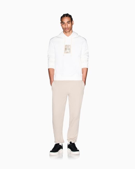 ARMANI EXCHANGE White Cotton French Terry Hoodie for men