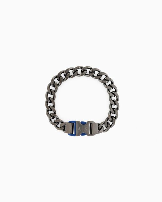 ARMANI EXCHANGE White Gunmetal Stainless Steel Chain Bracelet for men