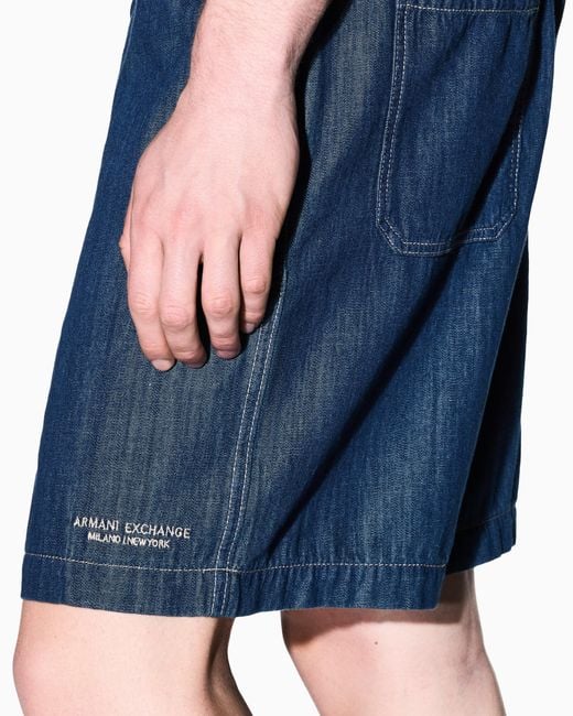 ARMANI EXCHANGE Blue Regular Fit Shorts for men