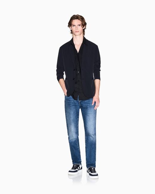 ARMANI EXCHANGE Blue Single-Breasted Jacket for men