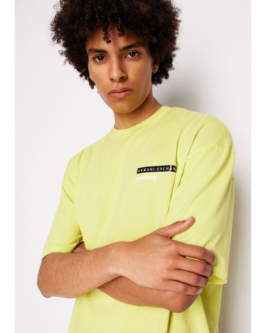 Armani Exchange Yellow Relaxed Fit T-shirt In Asv Organic Cotton With Logo On The Chest for men