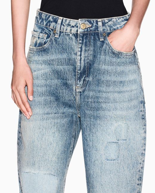 Vaqueros De Corte Relajado Con Efecto Usado Y Rotos ARMANI EXCHANGE de color Blue