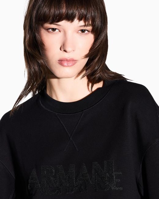 ARMANI EXCHANGE Blue Sweatshirt Stretch Viscose Scuba