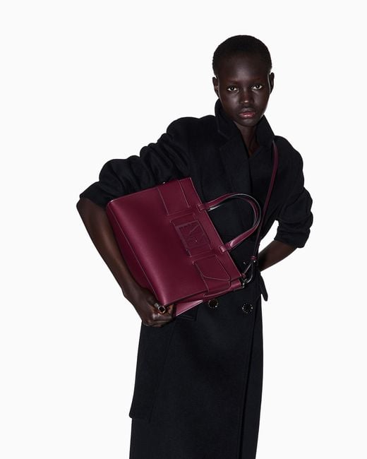 Tote Bag Grande Con Doppi Manici E Tracolla di ARMANI EXCHANGE in Purple