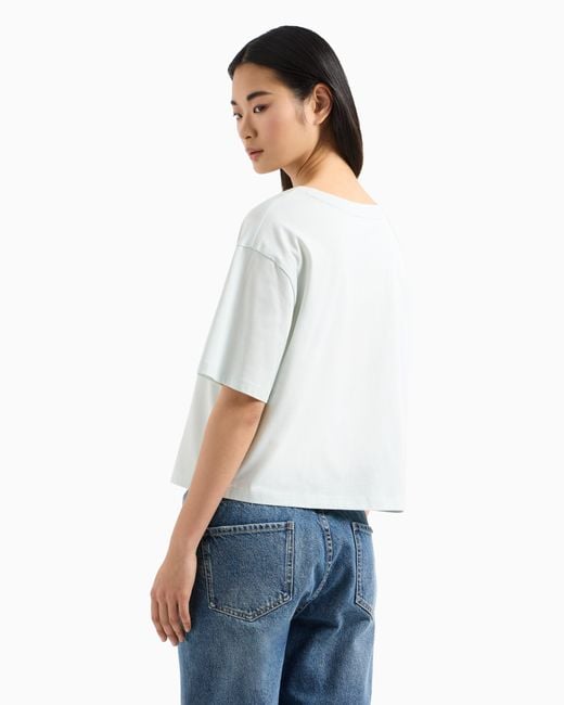 T-Shirt Court Avec Logo En Strass ARMANI EXCHANGE en coloris White