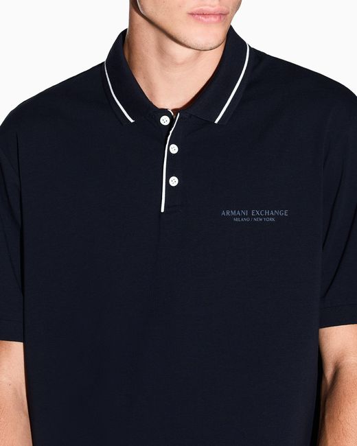 ARMANI EXCHANGE Blue Regular Fit Polo Shirt for men