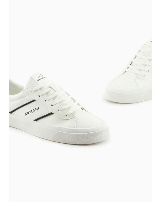 Armani Exchange White Contrasting Logo Band Sneakers for men